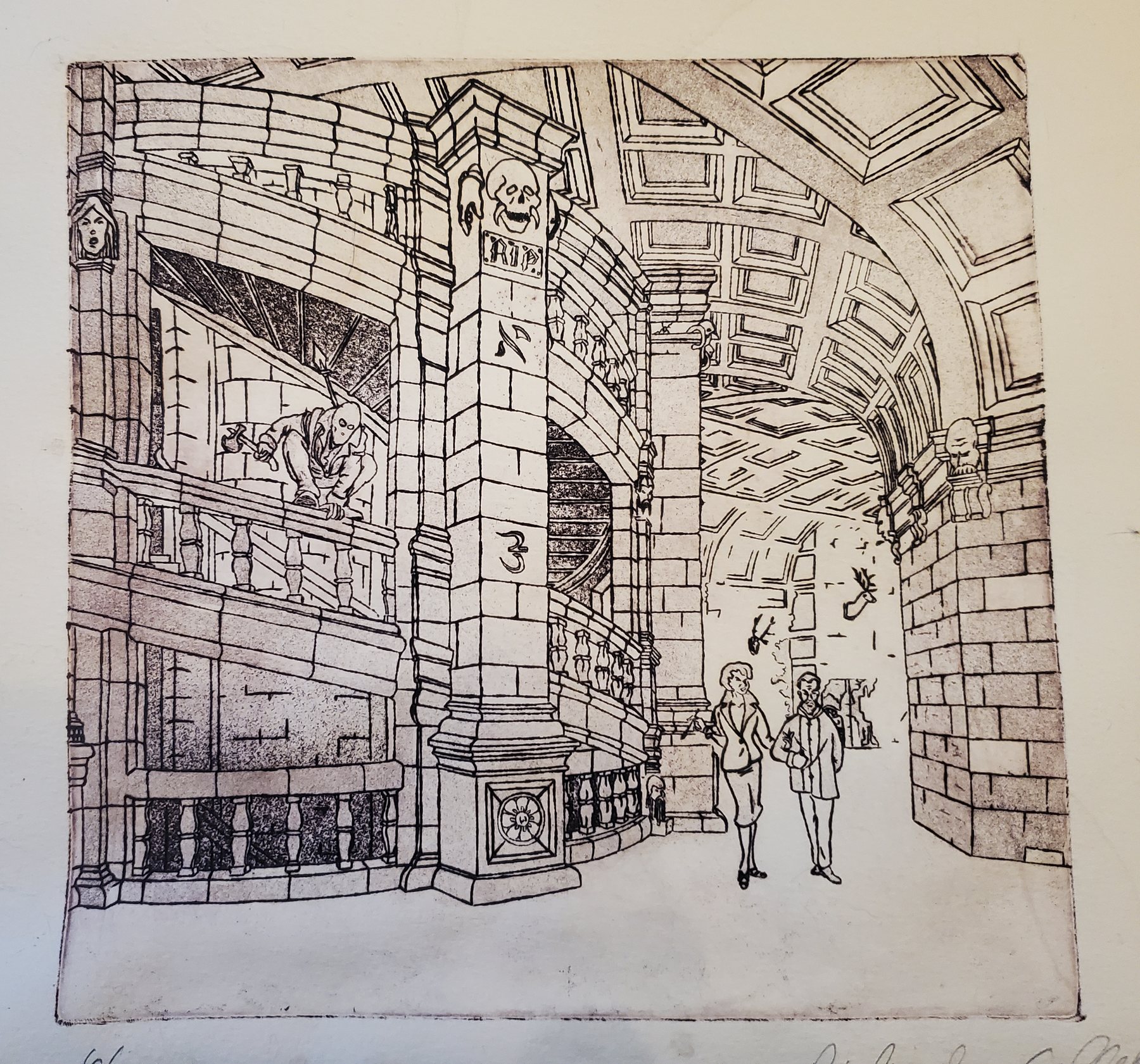 Castle Interior Lithograph